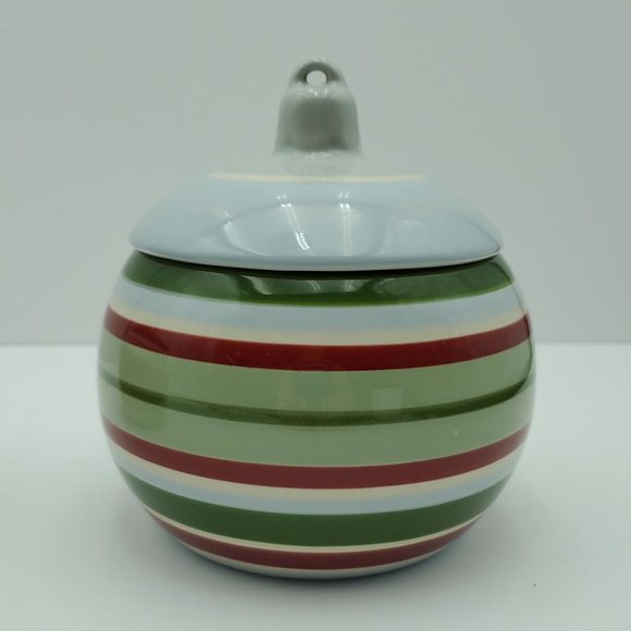 Longaberger Striped Christmas Ornaments Candle Holders Candy Trinket Dishes - Picture 4 of 8